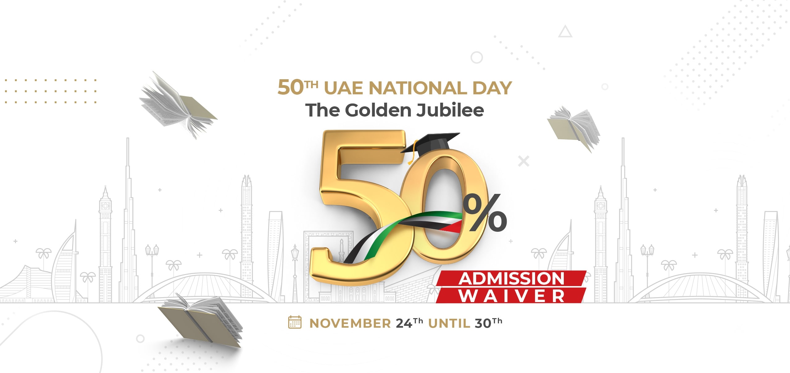 AUE offers 50% discount on the occasion of the 50th UAE National Day